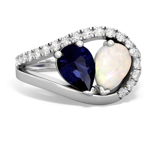 Sapphire Genuine Sapphire with Genuine Opal Nestled Heart Keepsake ring Ring