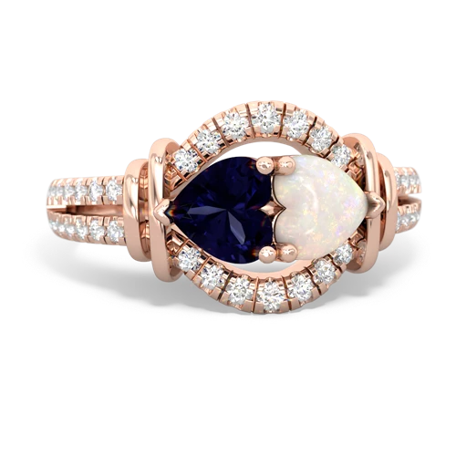 sapphire-opal pave keepsake ring