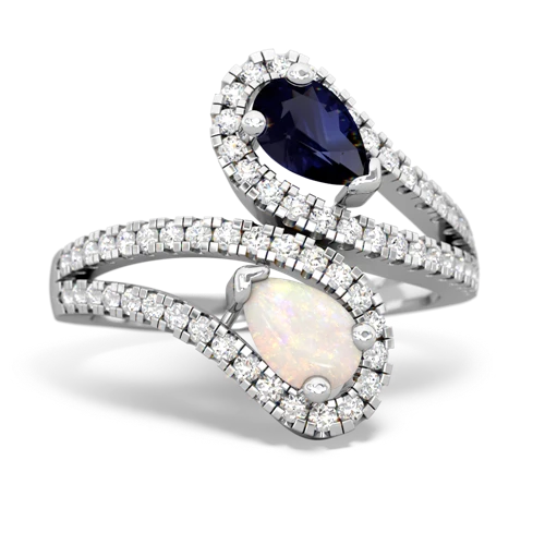 Sapphire Genuine Sapphire with Genuine Opal Diamond Dazzler ring Ring