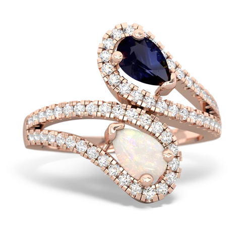 sapphire-opal pave swirls ring