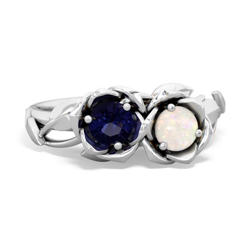 Sapphire Genuine Sapphire with Genuine Opal Rose Garden ring Ring