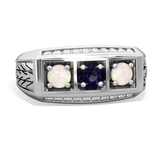 sapphire-opal three stone ring