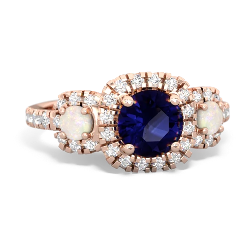 Genuine Sapphire with Genuine Opal and Genuine Aquamarine Regal Halo ring