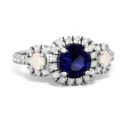 Sapphire Genuine Sapphire with Genuine Opal and  Regal Halo ring Ring