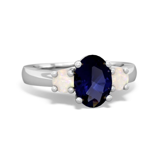 Sapphire Genuine Sapphire with Genuine Opal Three Stone Trellis ring Ring