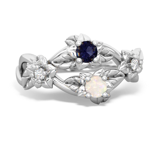 Sapphire Genuine Sapphire with Genuine Opal Sparkling Bouquet ring Ring