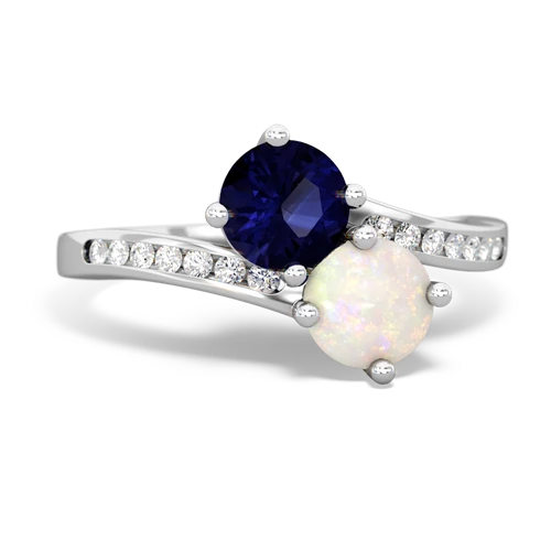 sapphire-opal two stone channel ring