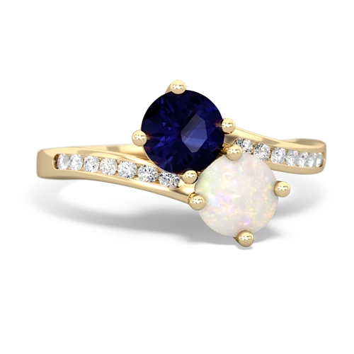 sapphire-opal two stone channel ring