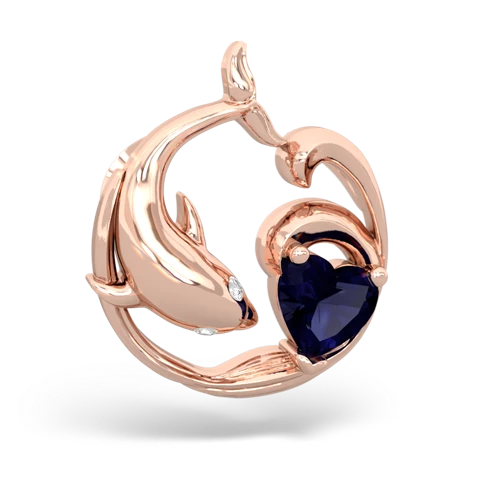 sapphire dolphin heart pendant