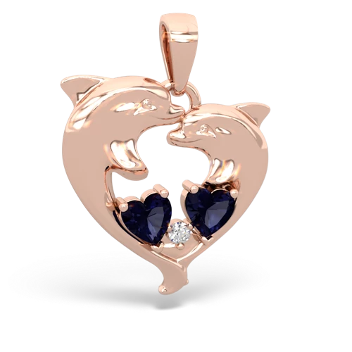Sapphire Dolphin Heart Genuine Sapphire pendant Pendant