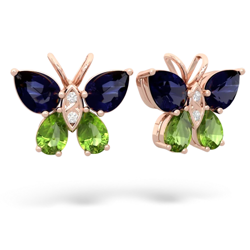 sapphire-peridot butterfly earrings