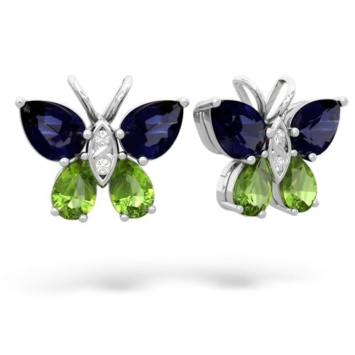 sapphire-peridot butterfly earrings