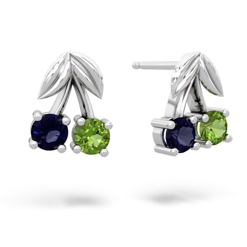 sapphire-peridot cherries earrings