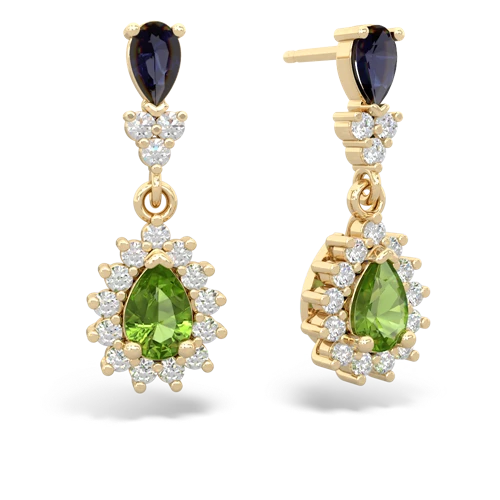 sapphire-peridot dangle earrings