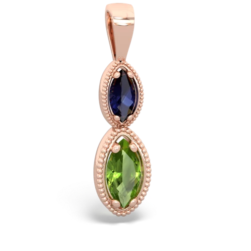 sapphire-peridot antique milgrain pendant