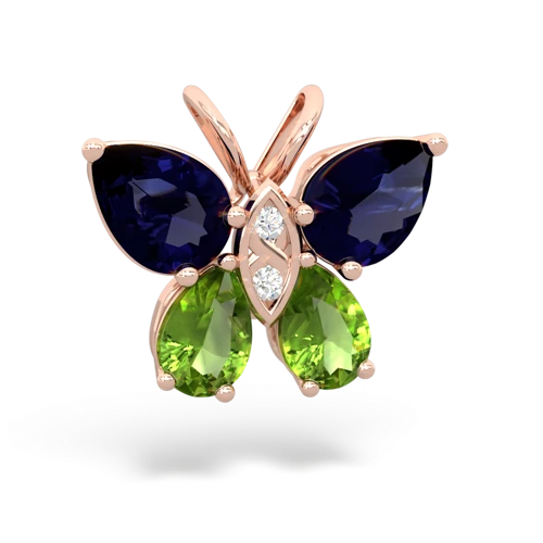 sapphire-peridot butterfly pendant