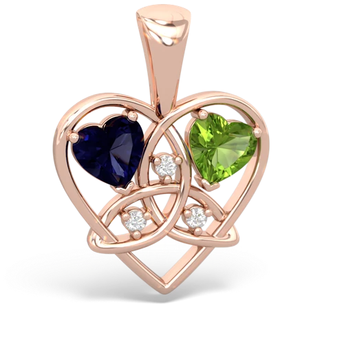 sapphire-peridot celtic heart pendant