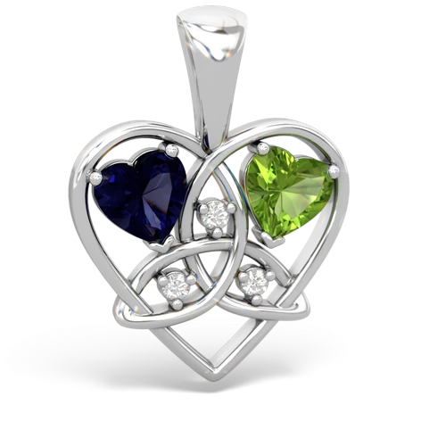 sapphire-peridot celtic heart pendant