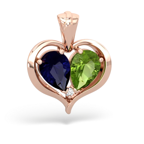sapphire-peridot half heart whole pendant