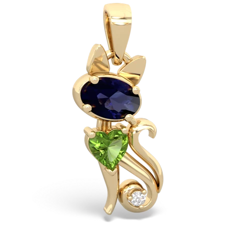 sapphire-peridot kitten pendant