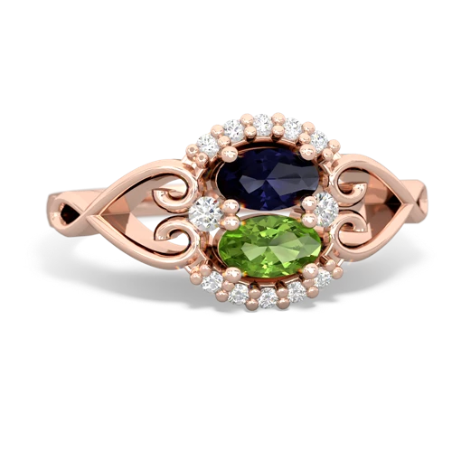 sapphire-peridot antique keepsake ring
