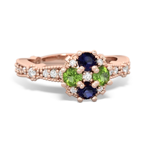 sapphire-peridot art deco engagement ring