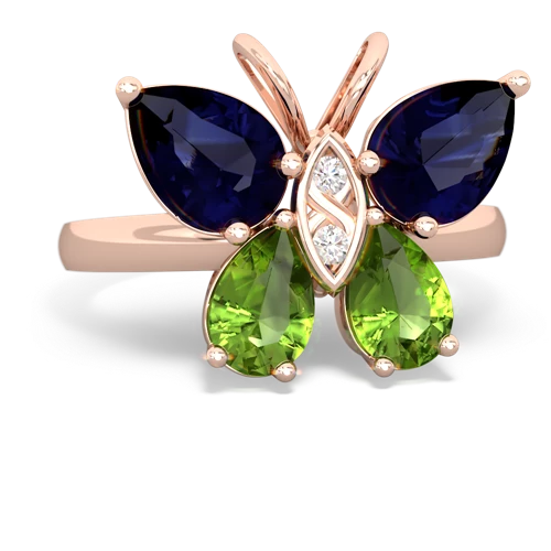 sapphire-peridot butterfly ring