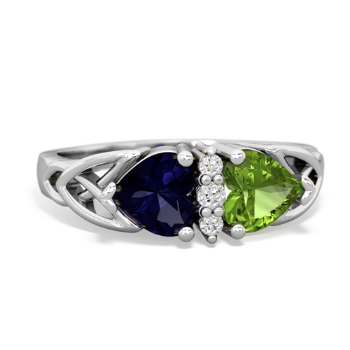 Sapphire Genuine Sapphire with Genuine Peridot Celtic Trinity Knot ring Ring