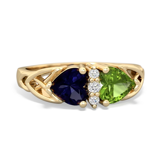 Sapphire Genuine Sapphire with Genuine Peridot Celtic Trinity Knot ring Ring