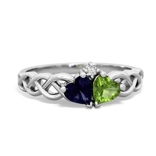 sapphire-peridot celtic braid ring