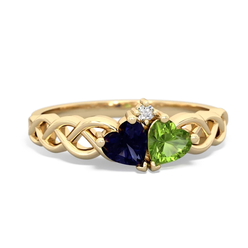 sapphire-peridot celtic braid ring