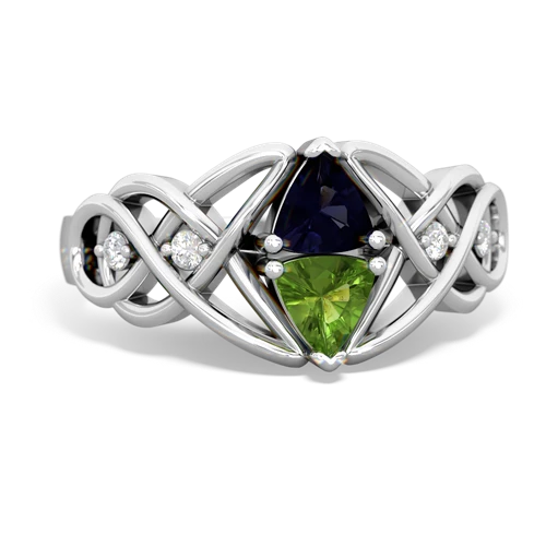 Sapphire Genuine Sapphire with Genuine Peridot Keepsake Celtic Knot ring Ring
