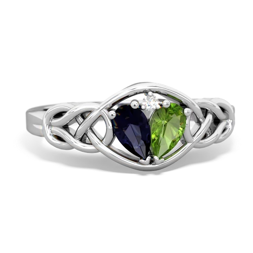 Sapphire Genuine Sapphire with Genuine Peridot Celtic Love Knot ring Ring