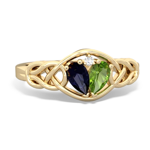 sapphire-peridot celtic knot ring