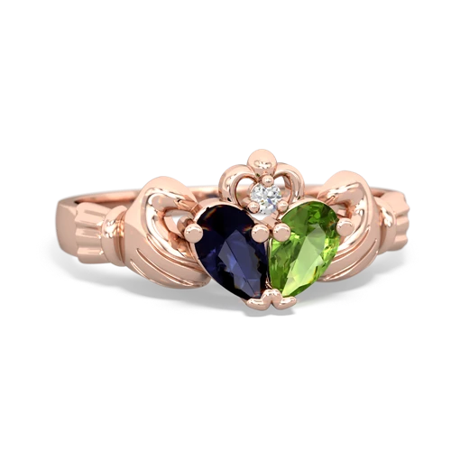 sapphire-peridot claddagh ring