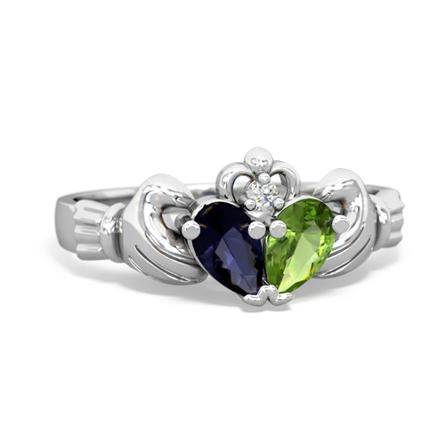 sapphire-peridot claddagh ring