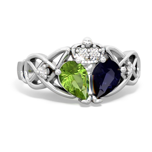 sapphire-peridot claddagh ring