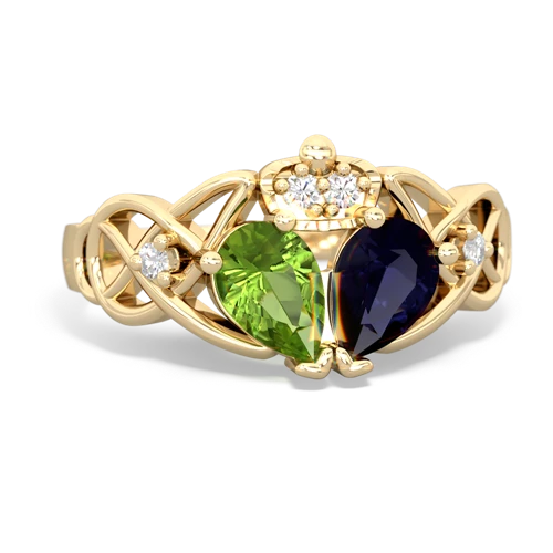 sapphire-peridot claddagh ring