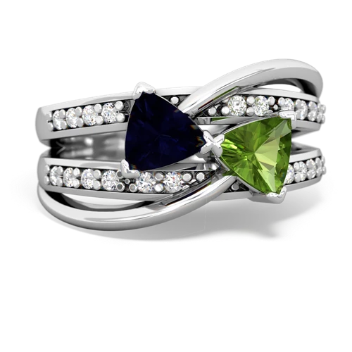 Sapphire Genuine Sapphire with Genuine Peridot Bowtie ring Ring