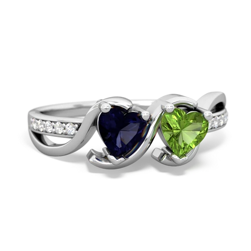 Sapphire Genuine Sapphire with Genuine Peridot Side by Side ring Ring