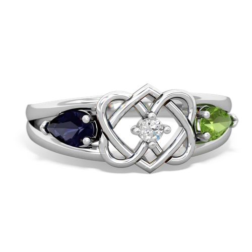 sapphire-peridot double heart ring