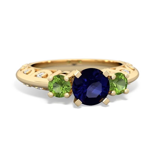 sapphire-peridot engagement ring