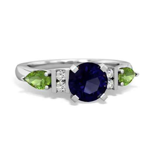 Sapphire Genuine Sapphire with Genuine Peridot and  Engagement ring Ring