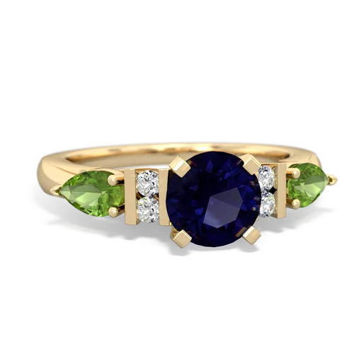 Sapphire Genuine Sapphire with Genuine Peridot and  Engagement ring Ring