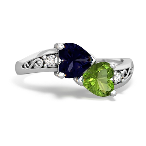 sapphire-peridot filligree ring