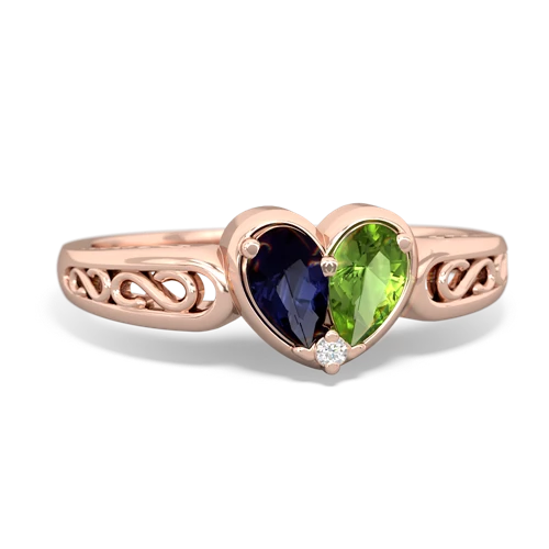 sapphire-peridot filligree ring