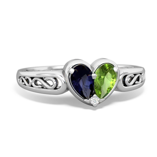 sapphire-peridot filligree ring