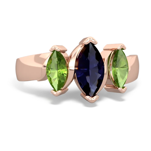 Sapphire Genuine Sapphire with Genuine Peridot and Lab Created Alexandrite Three Peeks ring Ring