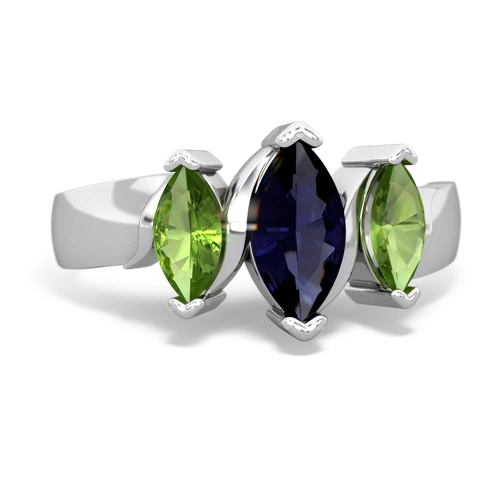 Sapphire Genuine Sapphire with Genuine Peridot and  Three Peeks ring Ring