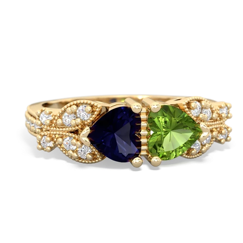 Sapphire Genuine Sapphire with Genuine Peridot Diamond Butterflies ring Ring